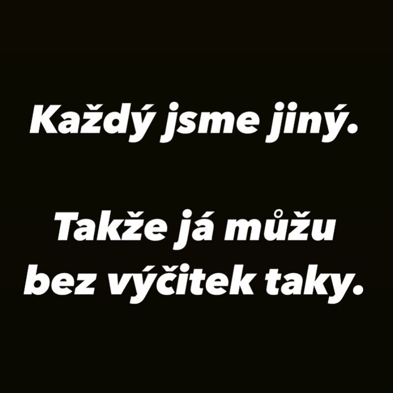 Myšlenka - každý jsme jiný, takže já můžu bez výčitek taky
