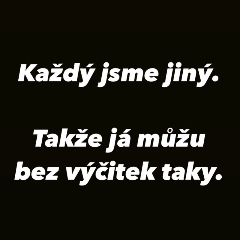 Myšlenka - každý jsme jiný, takže já můžu bez výčitek taky